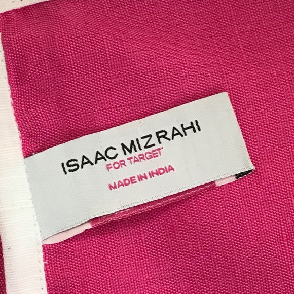 ISAAC MIZRAHI Cotton Linens Napkins Pink and White 20” X 20” Set of 8 NWT - Picture 4 of 10